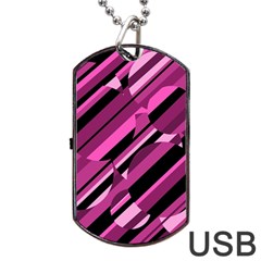 Magenta Pattern Dog Tag Usb Flash (two Sides)  by Valentinaart