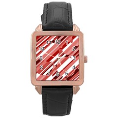 Orange Pattern Rose Gold Leather Watch  by Valentinaart