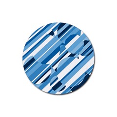 Blue Pattern Rubber Round Coaster (4 Pack)  by Valentinaart