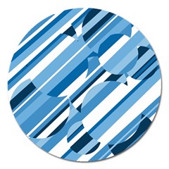 Blue Pattern Magnet 5  (round) by Valentinaart