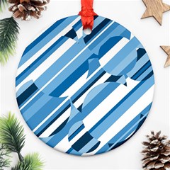 Blue Pattern Round Ornament (two Sides)  by Valentinaart