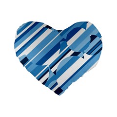 Blue Pattern Standard 16  Premium Heart Shape Cushions by Valentinaart