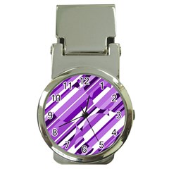 Purple Pattern Money Clip Watches by Valentinaart