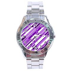 Purple Pattern Stainless Steel Analogue Watch by Valentinaart