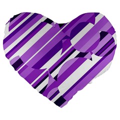 Purple Pattern Large 19  Premium Flano Heart Shape Cushions by Valentinaart