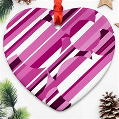 Magenta Pattern Ornament (heart)  by Valentinaart