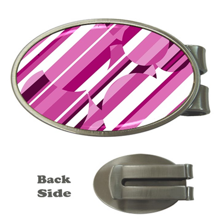 Magenta pattern Money Clips (Oval) 