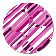 Magenta Pattern Magnet 5  (round) by Valentinaart