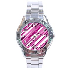 Magenta Pattern Stainless Steel Analogue Watch by Valentinaart