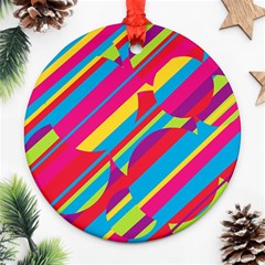 Colorful Summer Pattern Ornament (round)  by Valentinaart