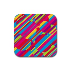 Colorful Summer Pattern Rubber Coaster (square)  by Valentinaart