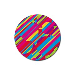 Colorful Summer Pattern Rubber Coaster (round)  by Valentinaart