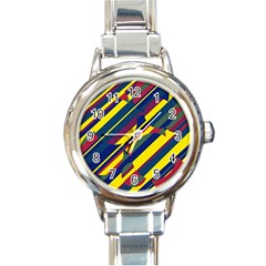 Colorful Pattern Round Italian Charm Watch by Valentinaart