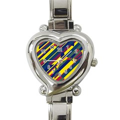 Colorful Pattern Heart Italian Charm Watch by Valentinaart