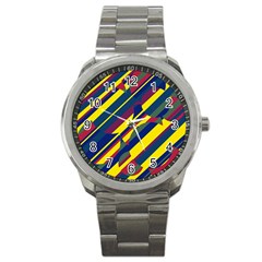 Colorful Pattern Sport Metal Watch by Valentinaart