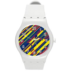 Colorful Pattern Round Plastic Sport Watch (m) by Valentinaart