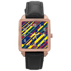 Colorful Pattern Rose Gold Leather Watch  by Valentinaart