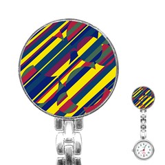 Colorful Pattern Stainless Steel Nurses Watch by Valentinaart