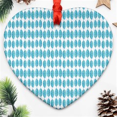 Blue Watercolour Leaf Pattern Ornament (heart)  by TanyaDraws