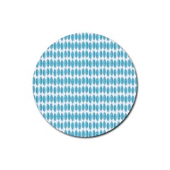 Blue Watercolour Leaf Pattern Rubber Round Coaster (4 Pack)  by TanyaDraws