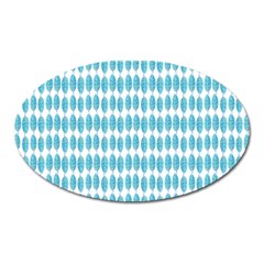 Blue Watercolour Leaf Pattern Oval Magnet