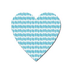 Blue Watercolour Leaf Pattern Heart Magnet