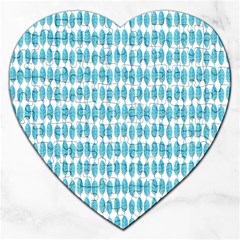 Blue Watercolour Leaf Pattern Jigsaw Puzzle (Heart)