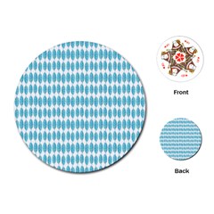 Blue Watercolour Leaf Pattern Playing Cards (Round) 