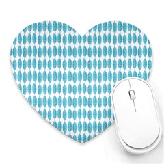 Blue Watercolour Leaf Pattern Heart Mousepads by TanyaDraws