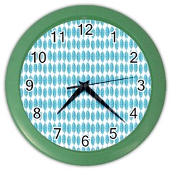 Blue Watercolour Leaf Pattern Color Wall Clocks by TanyaDraws