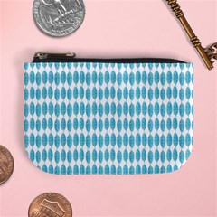 Blue Watercolour Leaf Pattern Mini Coin Purses