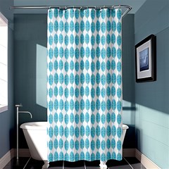 Blue Watercolour Leaf Pattern Shower Curtain 36  x 72  (Stall) 