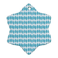 Blue Watercolour Leaf Pattern Snowflake Ornament (2-side) by TanyaDraws