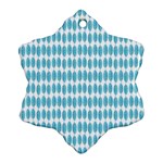 Blue Watercolour Leaf Pattern Snowflake Ornament (2-Side) Front