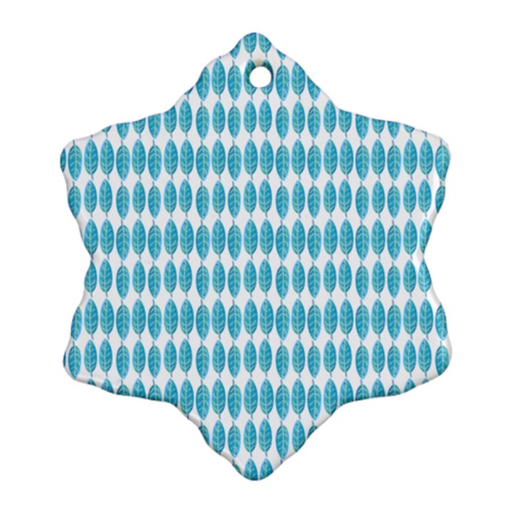 Blue Watercolour Leaf Pattern Snowflake Ornament (2-Side)