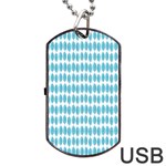 Blue Watercolour Leaf Pattern Dog Tag USB Flash (Two Sides)  Back