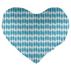 Blue Watercolour Leaf Pattern Large 19  Premium Heart Shape Cushions by TanyaDraws