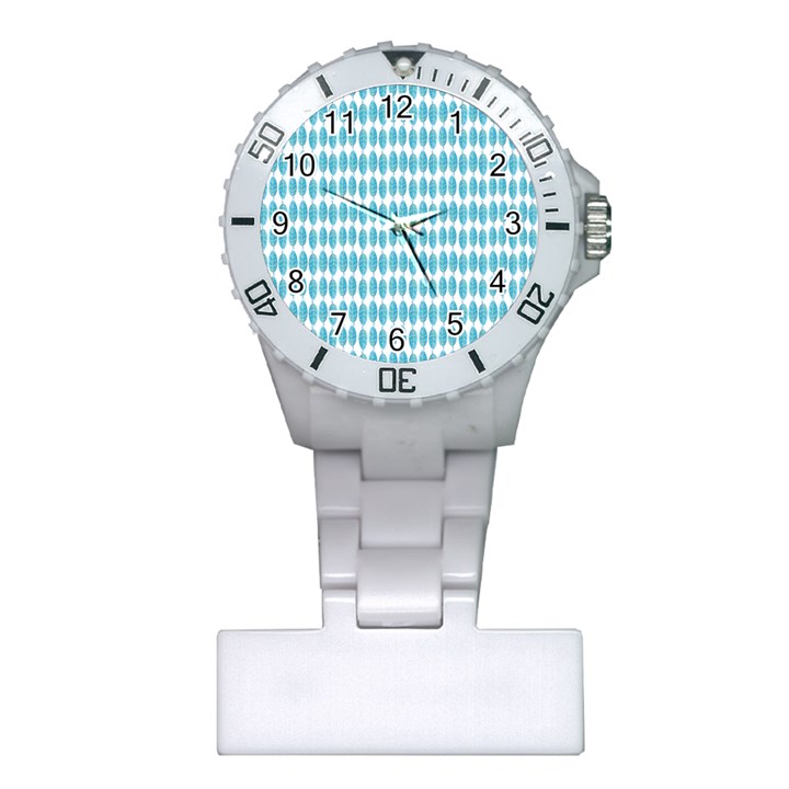 Blue Watercolour Leaf Pattern Plastic Nurses Watch