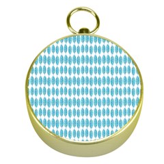 Blue Watercolour Leaf Pattern Gold Compasses