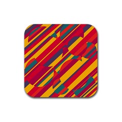 Colorful Hot Pattern Rubber Coaster (square)  by Valentinaart