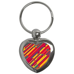 Colorful Hot Pattern Key Chains (heart)  by Valentinaart