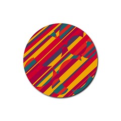 Colorful Hot Pattern Rubber Coaster (round)  by Valentinaart