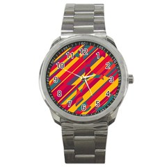 Colorful Hot Pattern Sport Metal Watch by Valentinaart