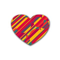 Colorful Hot Pattern Rubber Coaster (heart)  by Valentinaart