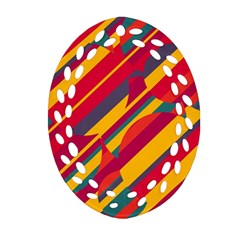 Colorful Hot Pattern Ornament (oval Filigree)  by Valentinaart