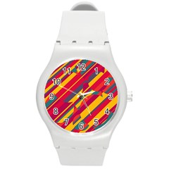 Colorful Hot Pattern Round Plastic Sport Watch (m) by Valentinaart