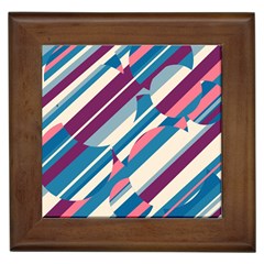 Blue And Pink Pattern Framed Tiles by Valentinaart