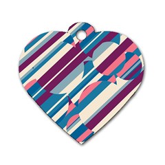 Blue And Pink Pattern Dog Tag Heart (two Sides) by Valentinaart