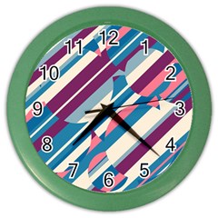 Blue And Pink Pattern Color Wall Clocks by Valentinaart