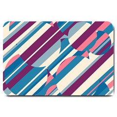 Blue And Pink Pattern Large Doormat  by Valentinaart